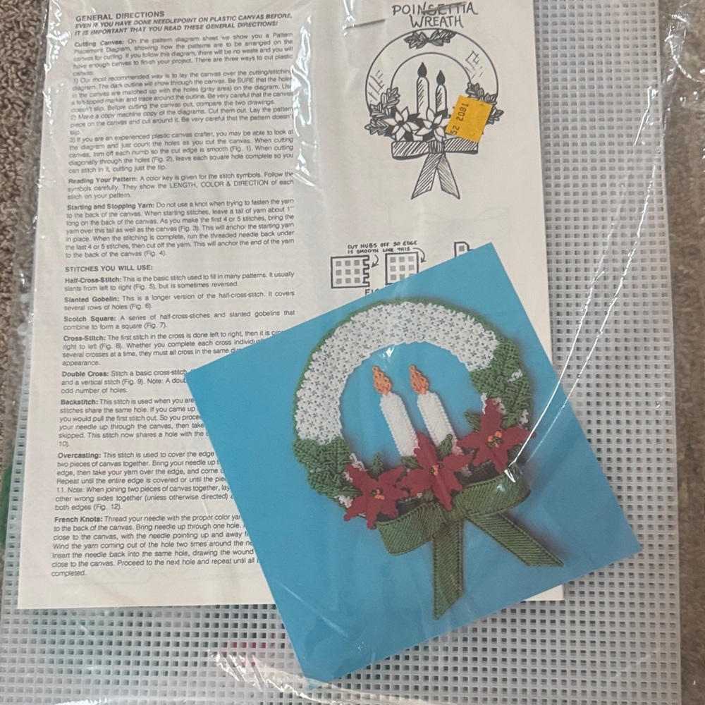 Estate Poinsettia Wreath Needlepoint Kit - Red, Green, White